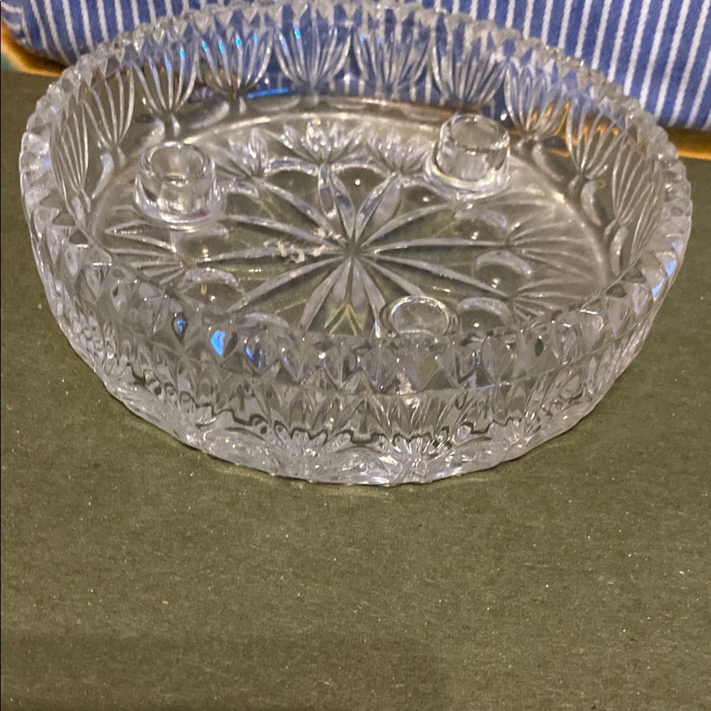Vintage Princess House 24% Lead Crystal 3-Lite Taper Candle Holder.